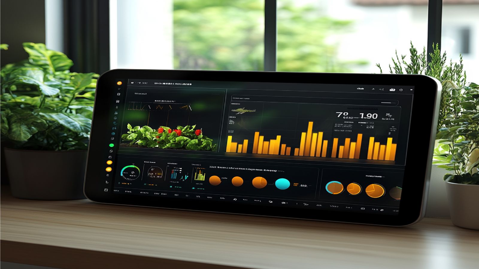 Pracovní plocha s otevřenými provozními nástroji a kontrolními panely